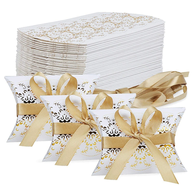 Hot sales pillow paper box gold hot stamping Xmas design for packaging gifts and jewelery