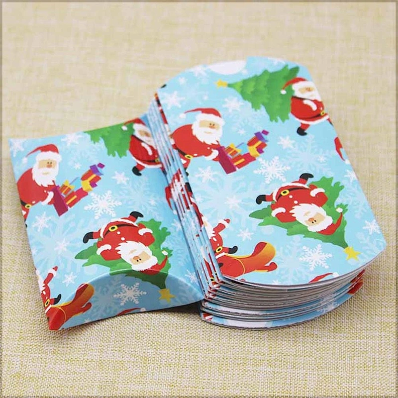 hot sales pillow paper box CMYK printing Xmas design for packaging gifts