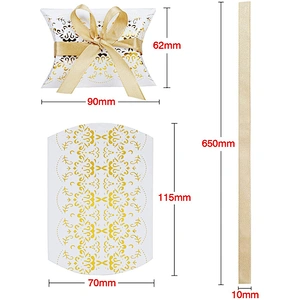 Hot sales pillow paper box gold hot stamping Xmas design for packaging gifts and jewelery