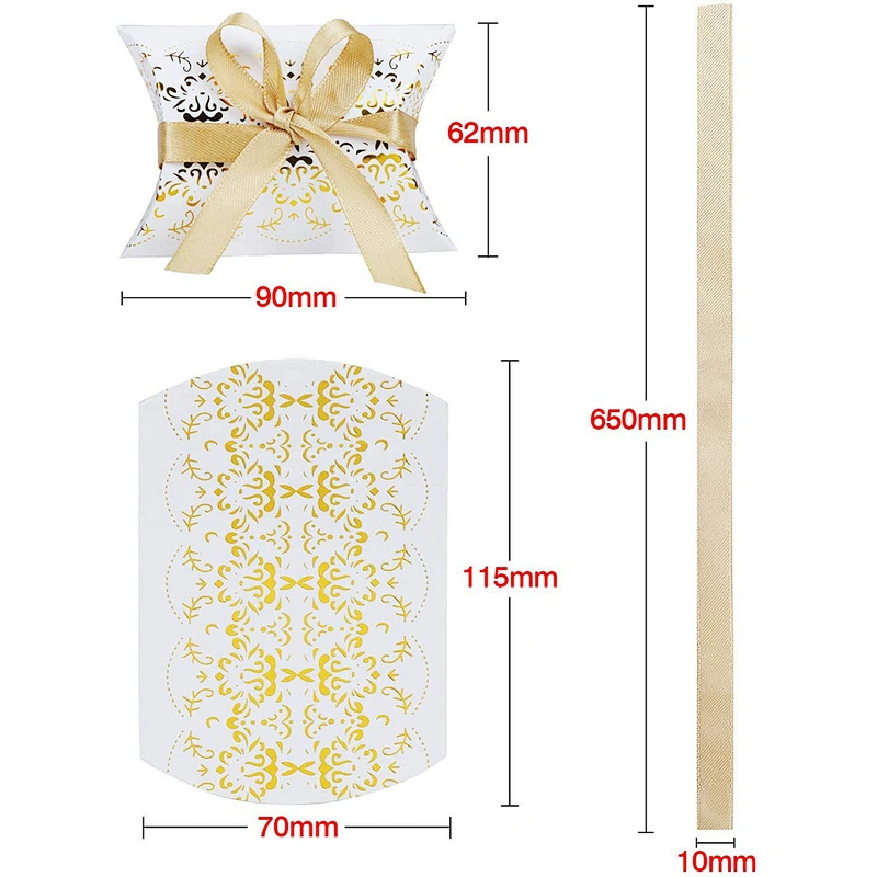 Hot sales pillow paper box gold hot stamping Xmas design for packaging gifts and jewelery