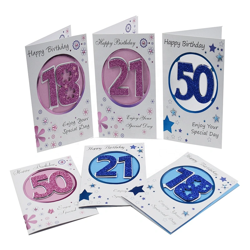 Birthdays Cards Factory Custom Bulk Business Collectible OEM Customized Art Technics Logo Item Paper Die Color Design Printing