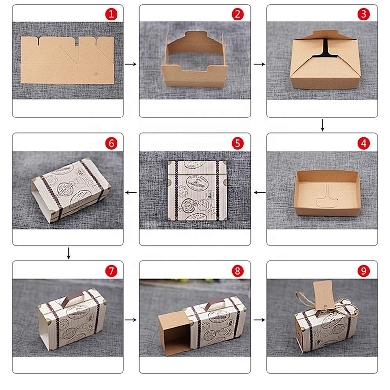 Hot sales foldable kraft paper box with hemp rope and lid for packaging sweets and gifts
