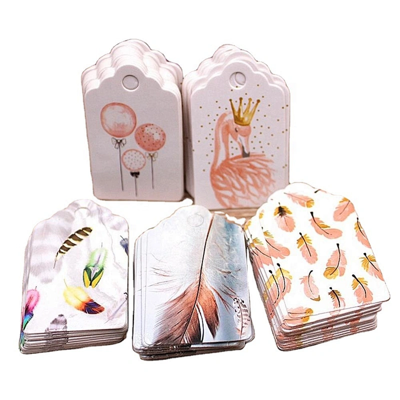 New design gift tags with CMYK printing on white card paper for decoration