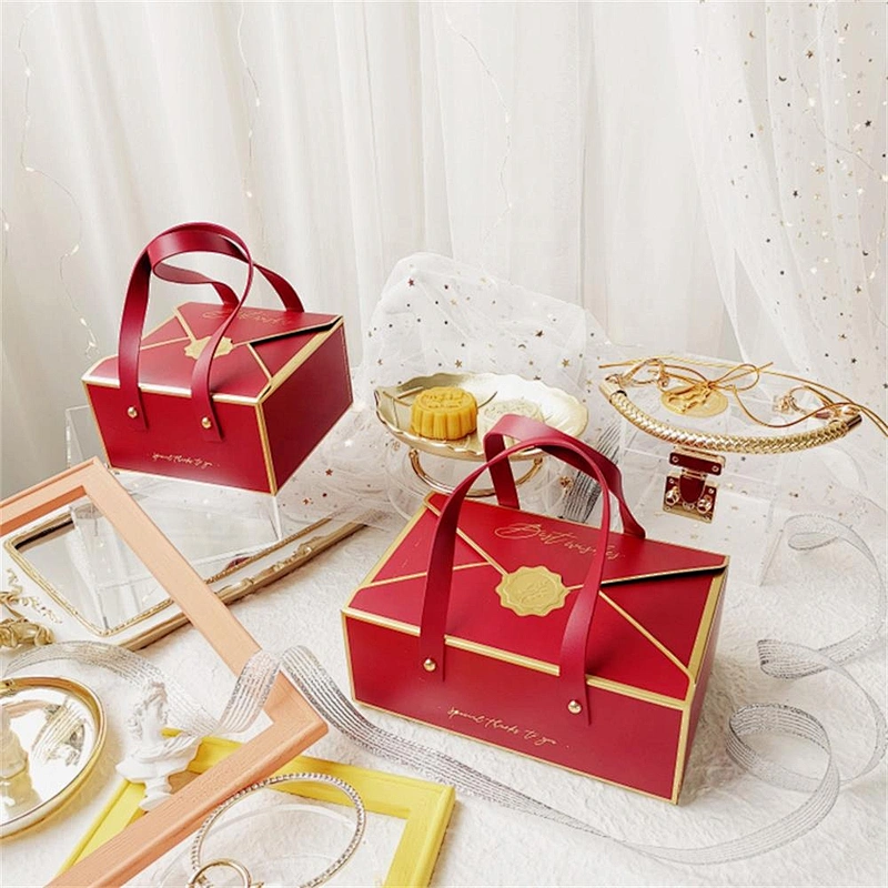 Hot sales paper boxes CMYK printing with matte lamination and PU handle for gifts packaging