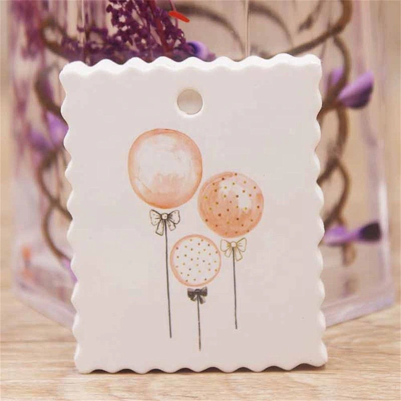 Custom shape gift tags with CMYK printing and gold stamping on white card for packing gifts