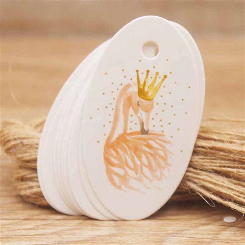 Custom shape gift tags with CMYK printing and gold stamping on white card for packing gifts