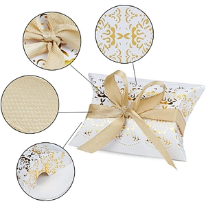 Hot sales pillow paper box gold hot stamping Xmas design for packaging gifts and jewelery