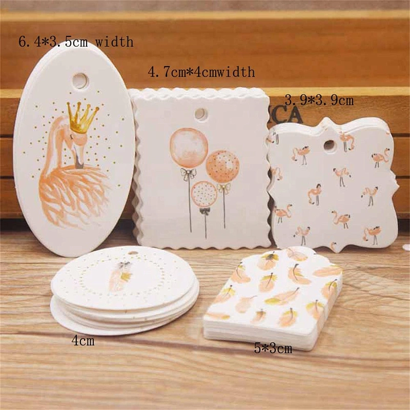 Custom shape gift tags with CMYK printing and gold stamping on white card for packing gifts