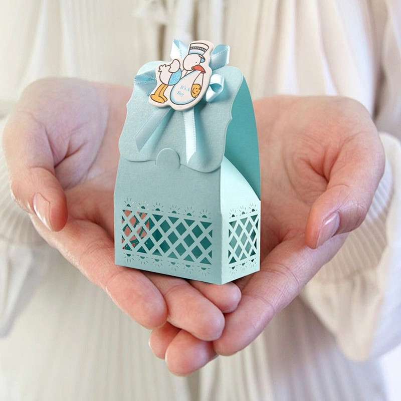 Lovely baby design paper boxes CMYK printing with laser cutting windows for gifts packaging