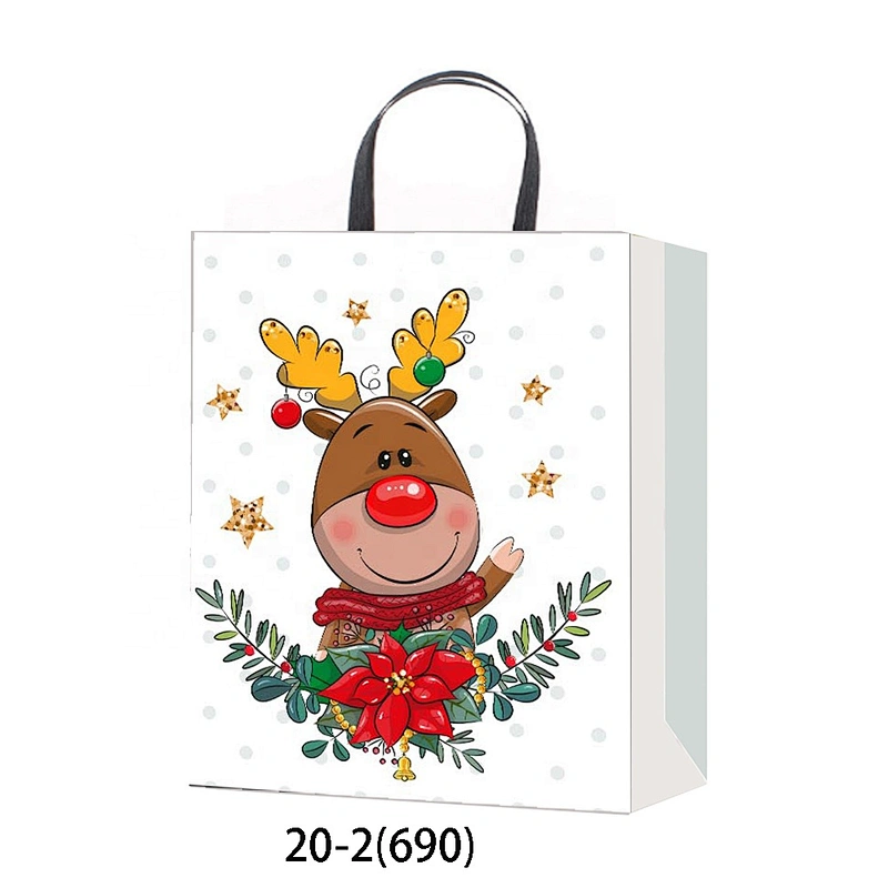 Christmas Shopping Paper Bag Gift Bags With  Customized Logo Gift Packaging Bag Various Christmas