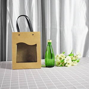 Stock Wholesale Surprise Price Brown Kraft Paper Bag With PVC Transparent Window For Packing Gifts