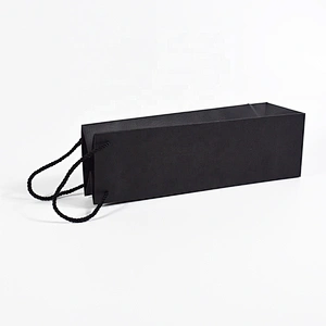 Stock Hot Sales Black Card Bottle Paper Bag With Embossing For Packing Wine Or Other Gifts