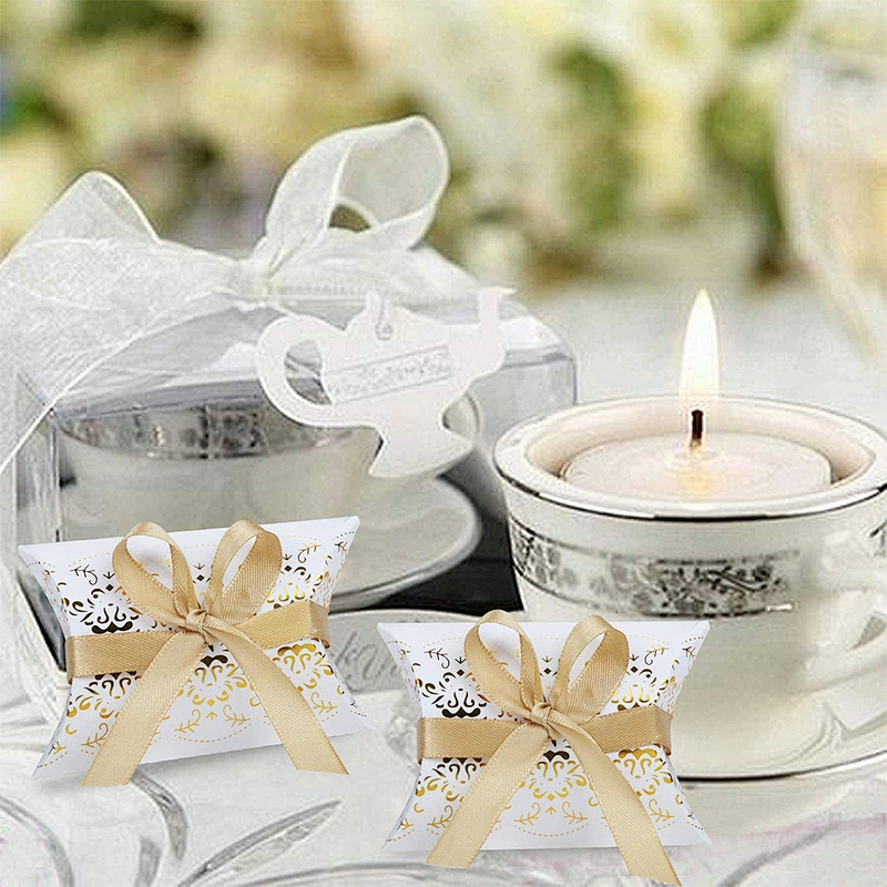Hot sales pillow paper box gold hot stamping Xmas design for packaging gifts and jewelery