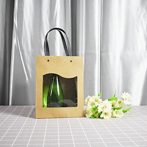 Stock Wholesale Surprise Price Brown Kraft Paper Bag With PVC Transparent Window For Packing Gifts