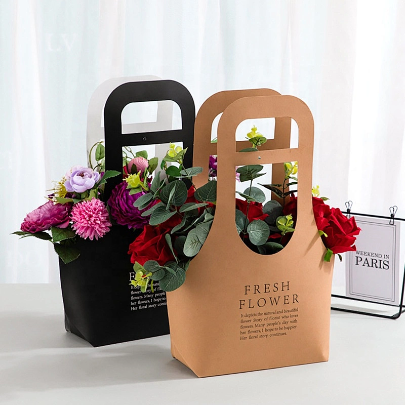 Surprise price hot sales kraft paper bags with hot stamping for packing flowers and other gifts