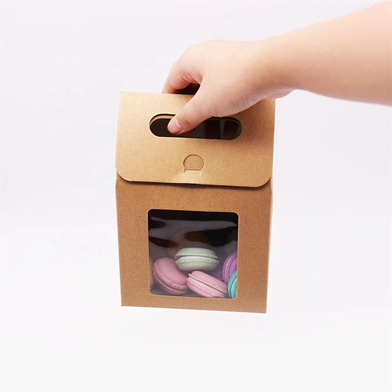 Hoe sales and surprise price gift mailer box kraft paper with PVC clearly windows for packing cake or other foods