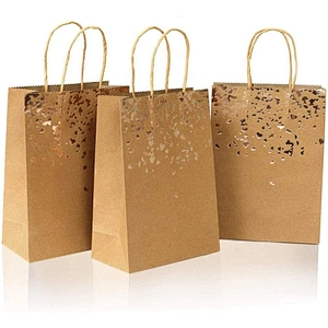 Paper Bags Craft Paper Customize Design Shopping Paper Bag Printing Gift Item Time Industrial Surface Packaging Pcs
