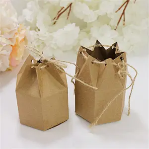 Hot sales foldable kraft paper box with hemp rope for packaging sweets and gifts