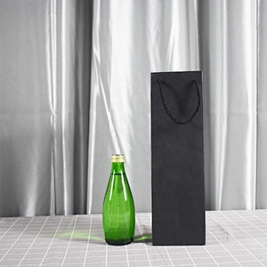 Stock Hot Sales Black Card Bottle Paper Bag With Embossing For Packing Wine Or Other Gifts