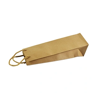 Stock Whole Sales Brown Kraft Paper Bottle Bag With PVC Transparent Window For Packing Wine