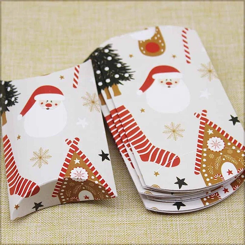 hot sales pillow paper box CMYK printing Xmas design for packaging gifts