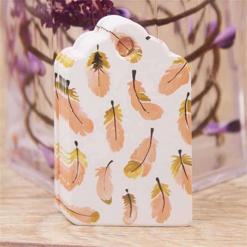 Custom shape gift tags with CMYK printing and gold stamping on white card for packing gifts