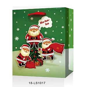 New products gift Coated Paper packaging Bag Good style Various Santa Claus patterns Packaging