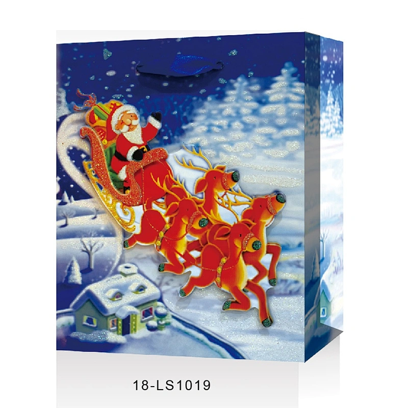 New products gift Coated Paper packaging Bag Good style Various Santa Claus patterns Packaging