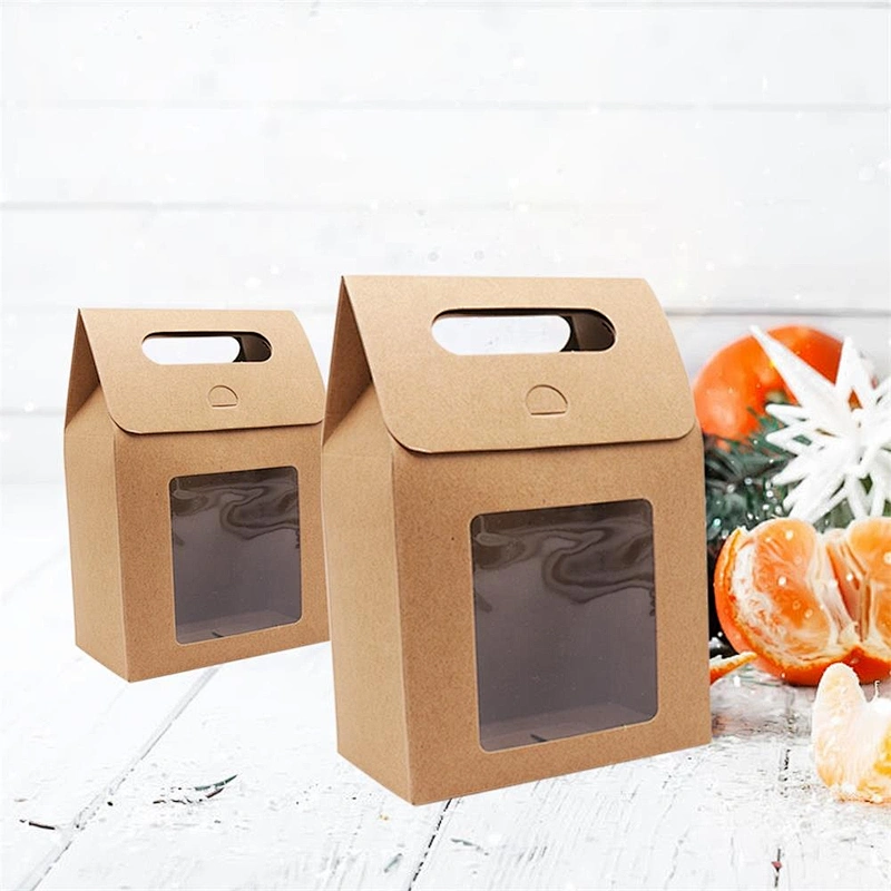 Hoe sales and surprise price gift mailer box kraft paper with PVC clearly windows for packing cake or other foods