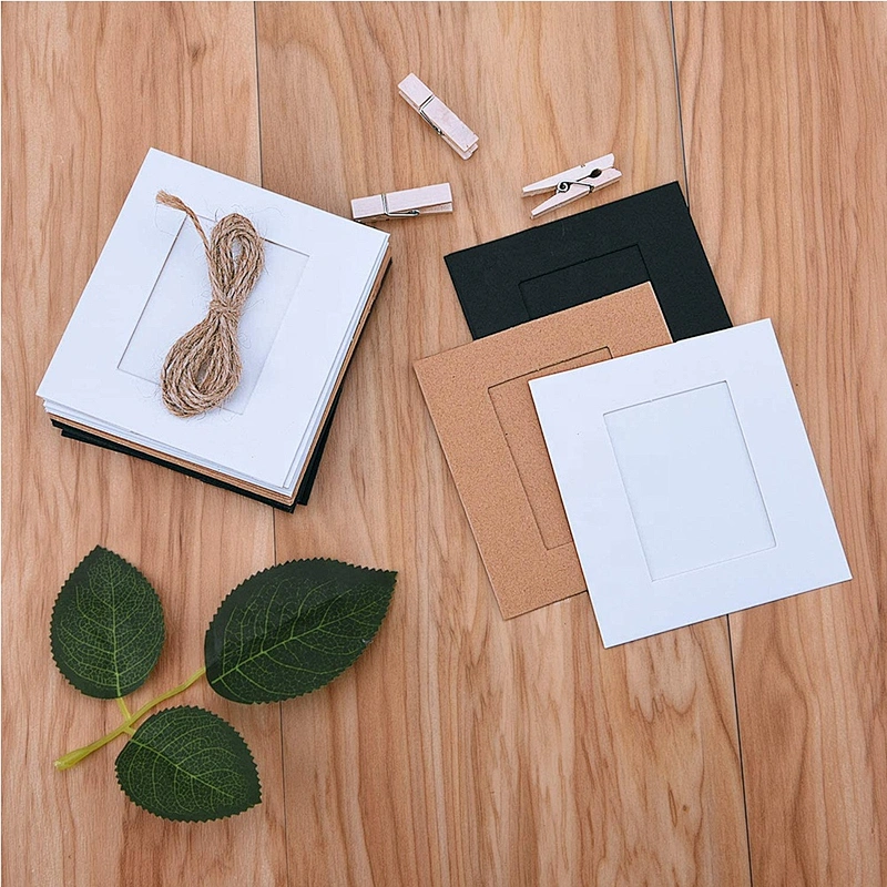 Fresh design kraft and whitecard paper photo frame for packing and display photos