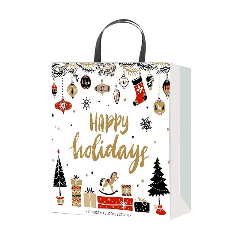 Retail  Paper Bag Christmas Shopping paper Gift Bags Logo Gift Packaging Bag  Christmas