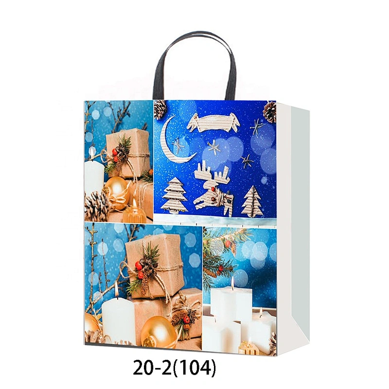 Christmas Paper Gift Bag and Packaging Bag Hand bag Custom Cotton Customized Ribbon Art Logo