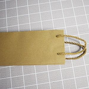Stock Whole Sales Brown Kraft Paper Bottle Bag With PVC Transparent Window For Packing Wine