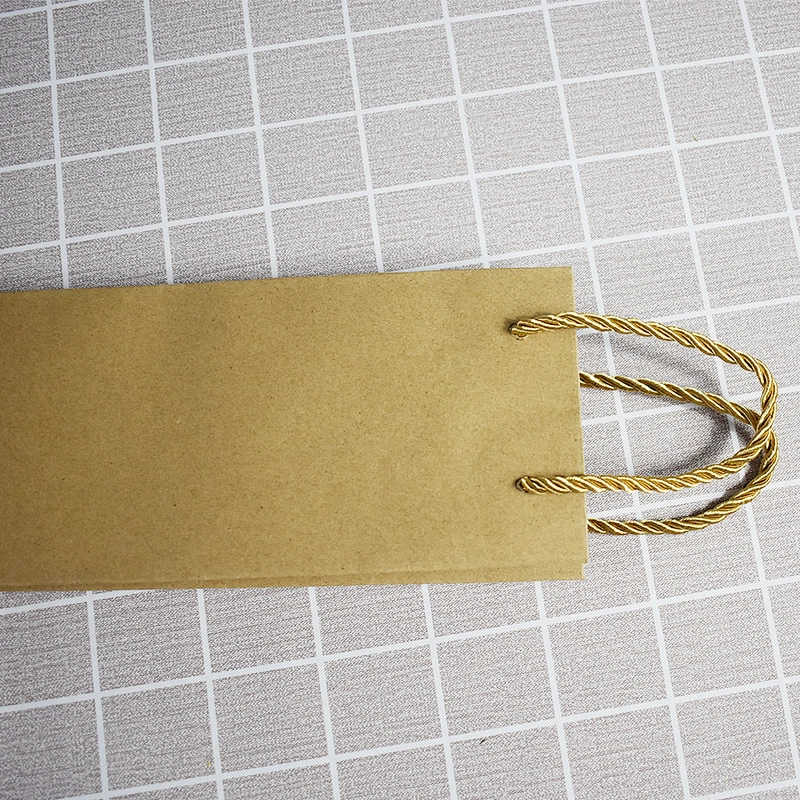 Stock Whole Sales Brown Kraft Paper Bottle Bag With PVC Transparent Window For Packing Wine
