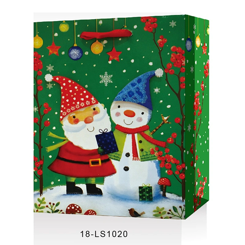 New products gift Coated Paper packaging Bag Good style Various Santa Claus patterns Packaging