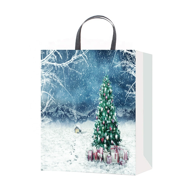 New selling superior quality Coated Paper packaging Bag Hot sale classic Christmas gift bag Packaging
