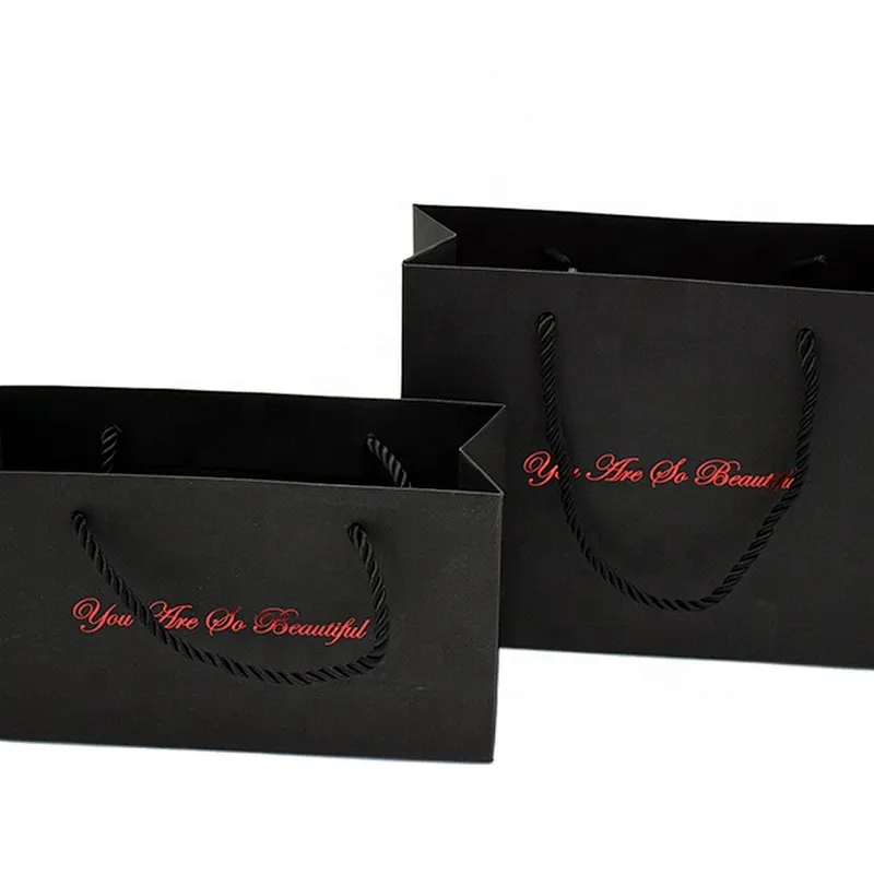 Black printing Color and Hot Stamping Wholesale Paper Bags