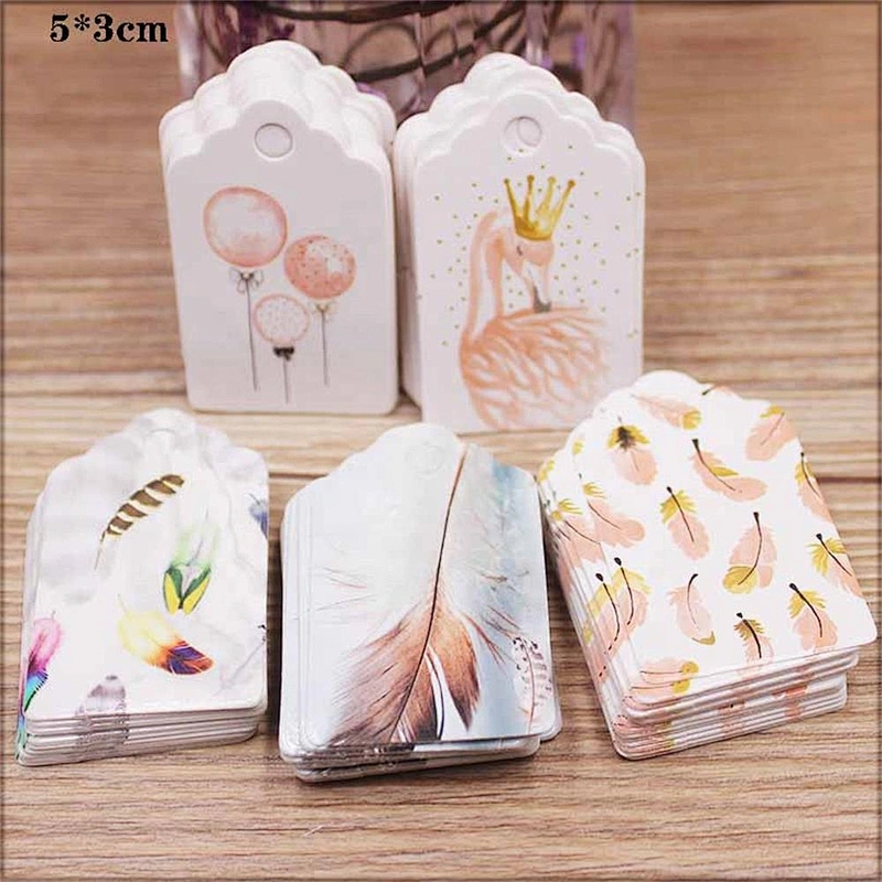 New design gift tags with CMYK printing on white card paper for decoration