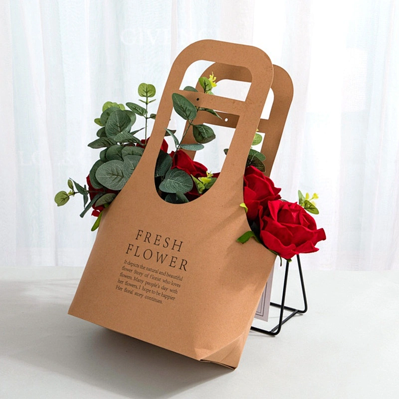 Surprise price hot sales kraft paper bags with hot stamping for packing flowers and other gifts