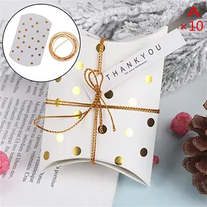2021New White Paper Folding Pillow Boxes With Gold And Silver Hot Stamping For Packing