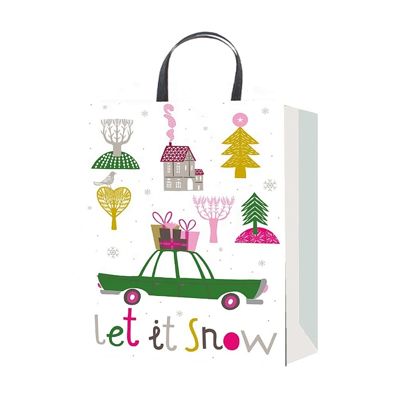 Christmas Shopping paper Gift BagsWith  Logo Gift Packaging Bag Various Christmas Cement Bag