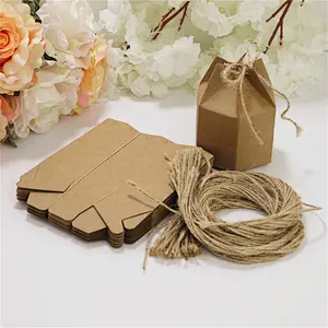 Hot sales foldable kraft paper box with hemp rope for packaging sweets and gifts