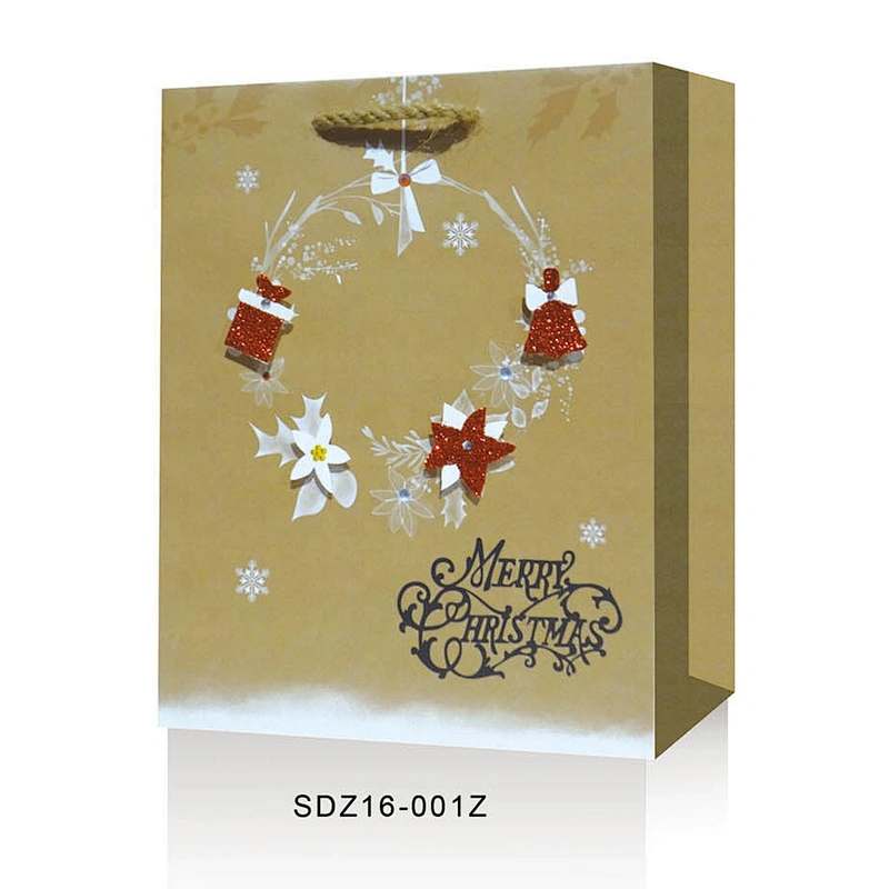 Custom Logo Print Wholesale Grocery White Brown Kraft Paper Gift Bag with Handle Item Industrial Surface Packaging