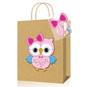 Gift kraft paper bag with puzzle fresh design suitable for children packing gifts or foods