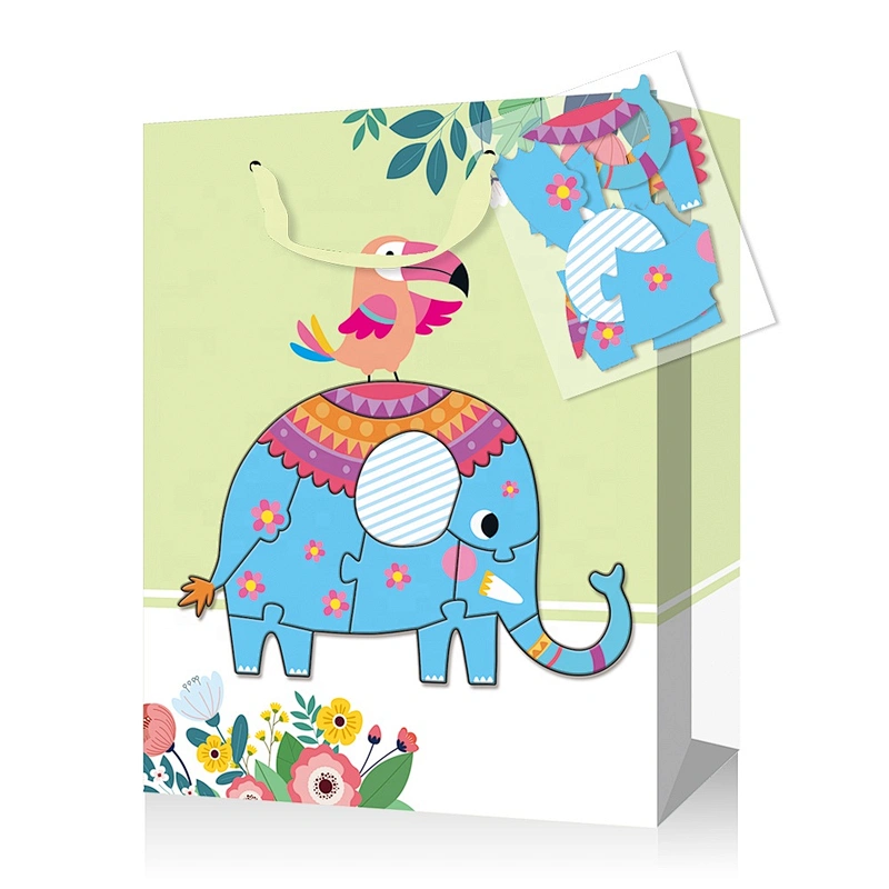Colorful puzzle gift paper bags with new designs suitable for children packing gifts or foods