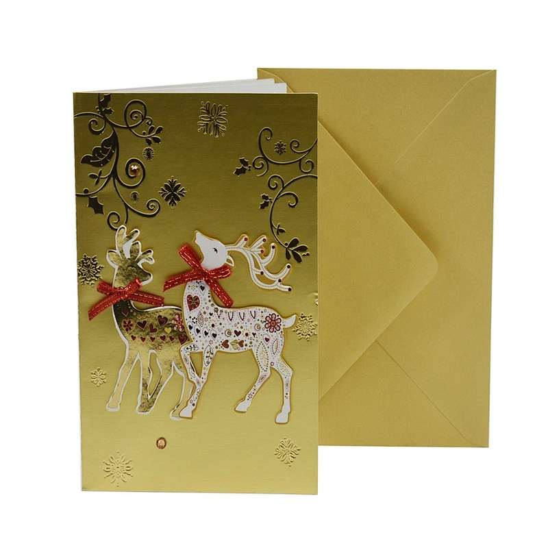 Promotion high quality Bulk Business Collectible OEM Customized Art Technics Logo Item Christmas greeting card