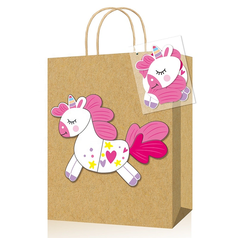 Fresh design kraft gift paper bag with puzzle suitable for children packing gifts or foods
