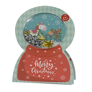 Factory Custom Gloss lamination Cards  Hot sale classic Christmas greeting Paper card