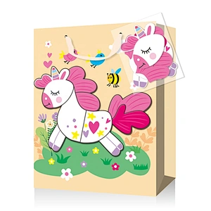 Colorful puzzle gift paper bags with new designs suitable for children packing gifts or foods