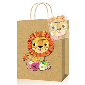 Fresh design kraft gift paper bag with puzzle suitable for children packing gifts or foods